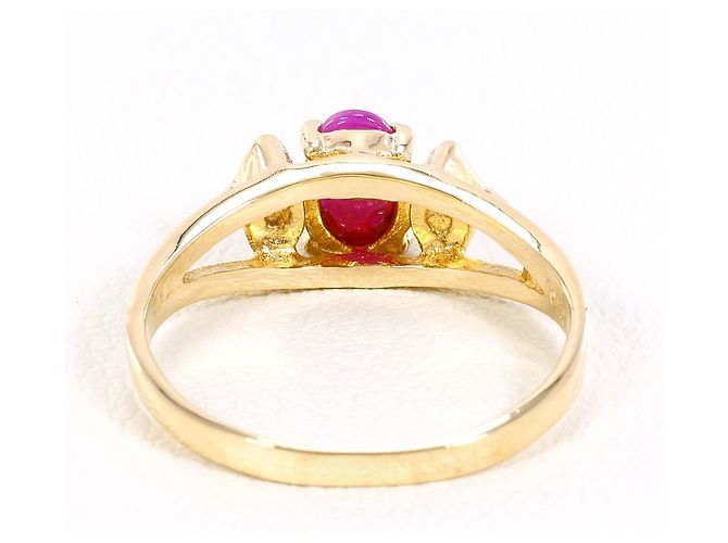 Autre Marque 10K Gelbgold-Ring mit synthetischem Stern-Rubin Golden - Ansicht 4