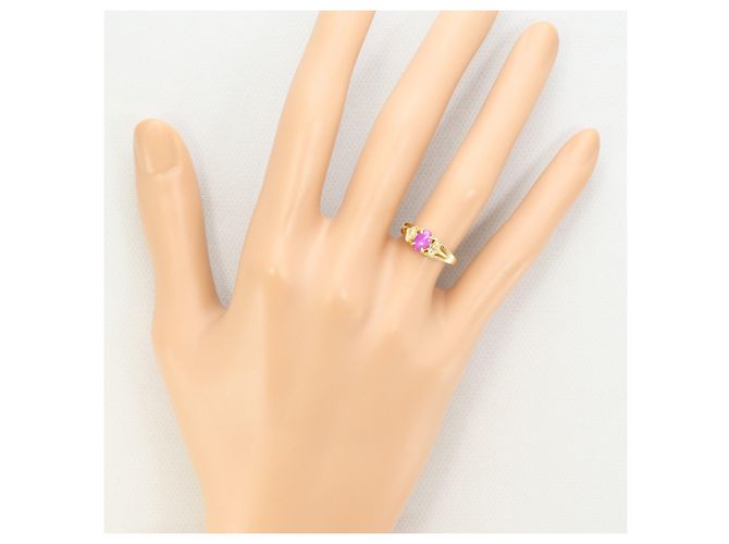 Autre Marque 10K Gelbgold-Ring mit synthetischem Stern-Rubin Golden - Ansicht 6