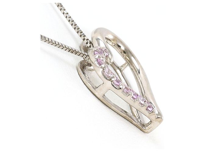 Autre Marque 14K Weißgoldkette mit rosa Saphir Pink Golden - Ansicht 2