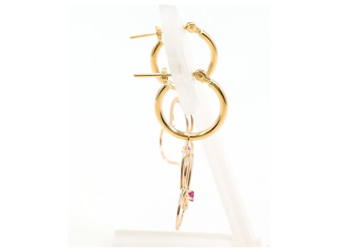 Autre Marque Orecchini a cerchio in oro 14K con rubino D'oro - vista 2