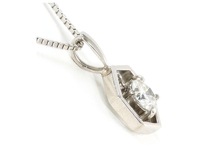 Autre Marque Platin-Halskette mit Diamantanhänger - Ansicht 2