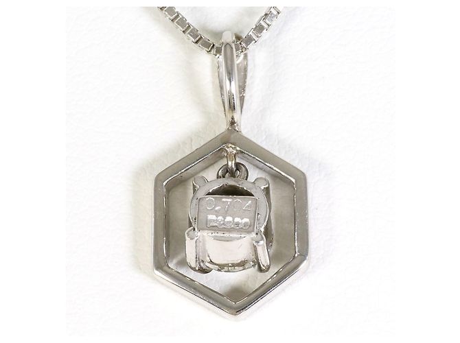 Autre Marque Platin-Halskette mit Diamantanhänger - Ansicht 3
