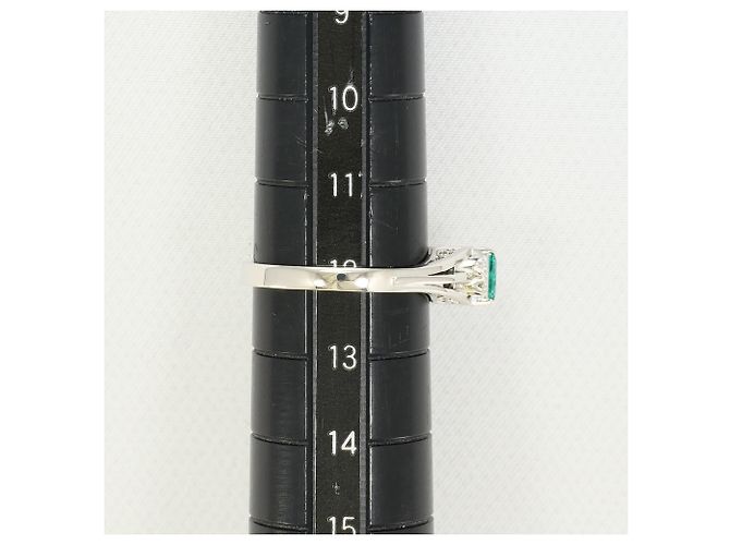 Autre Marque Platin-Ring mit Diamant und Smaragd - Ansicht 7