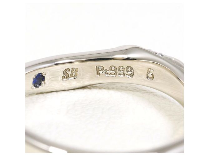 Autre Marque Platinring mit Diamant und Saphir - Ansicht 4