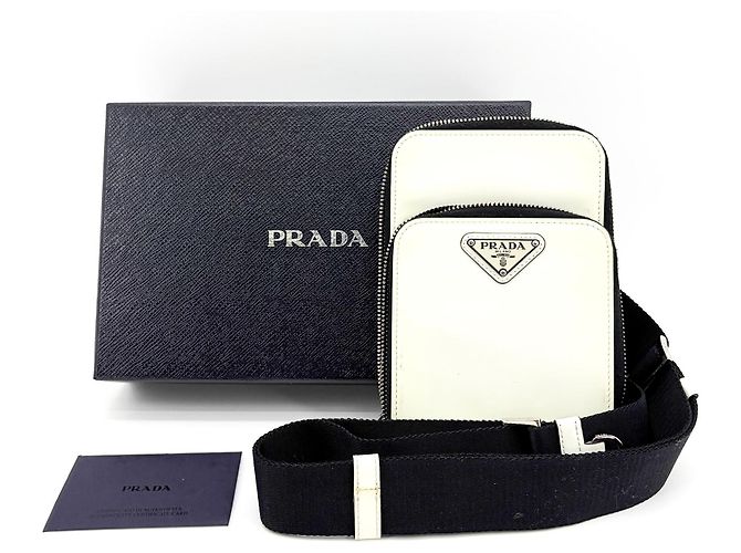 Custodia per smartphone Prada in pelle Saffiano Bianco - vista 2