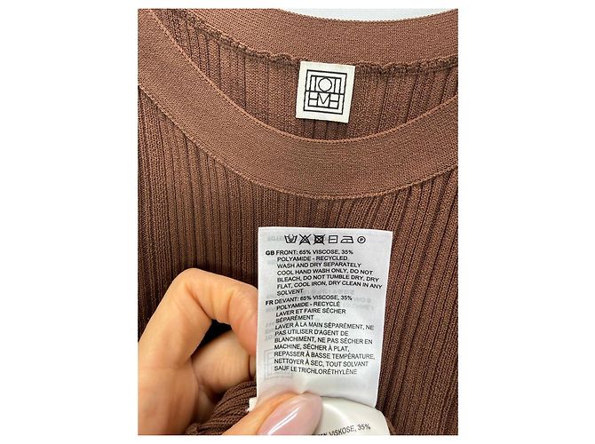 Totême Geripptes Strick-Maxikleid Braun - Ansicht 3
