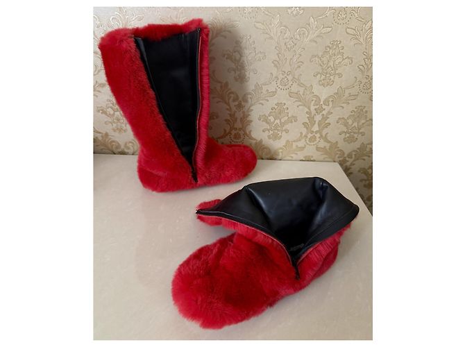 Dolce & Gabbana Botas de pele vermelhas Vermelho - vista 10
