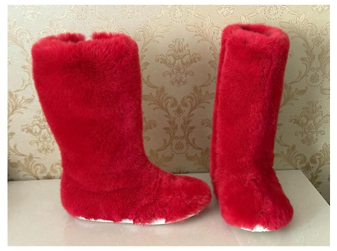 Dolce & Gabbana Botas de pele vermelhas Vermelho - vista 2