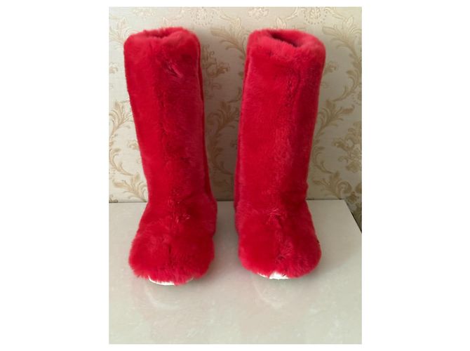 Dolce & Gabbana Botas de pele vermelhas Vermelho - vista 3