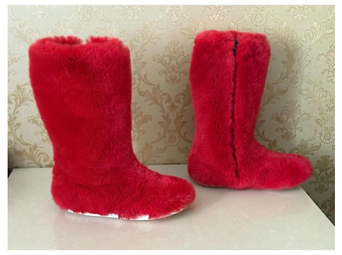 Dolce & Gabbana Botas de pele vermelhas Vermelho - vista 4