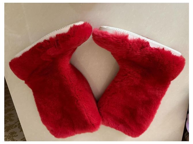 Dolce & Gabbana Botas de pele vermelhas Vermelho - vista 5