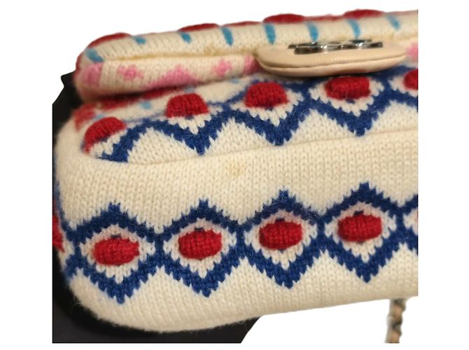 Chanel Extra Mini Flap Bag aus Kaschmir Multicolor Pink Weiß Rot Blau Gelb - Ansicht 10