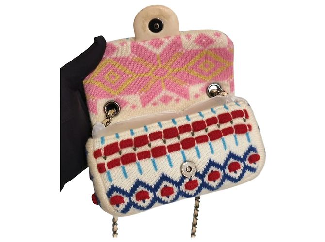 Chanel Extra Mini Flap Bag aus Kaschmir Multicolor Pink Weiß Rot Blau Gelb - Ansicht 11