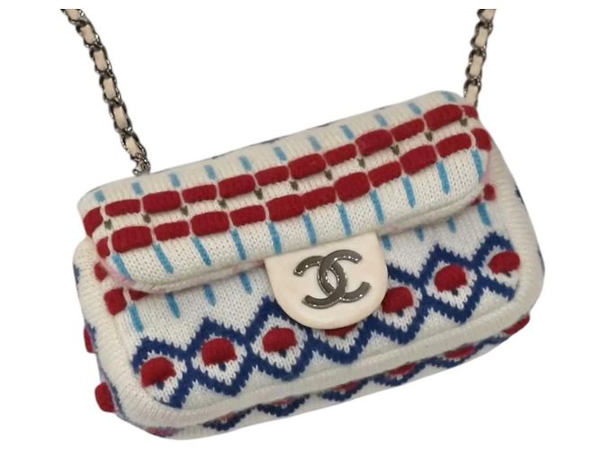 Chanel Extra Mini Flap Bag aus Kaschmir Multicolor Pink Weiß Rot Blau Gelb - Ansicht 15