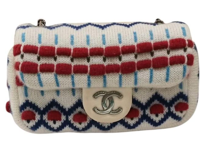 Chanel Extra Mini Flap Bag aus Kaschmir Multicolor Pink Weiß Rot Blau Gelb - Ansicht 16