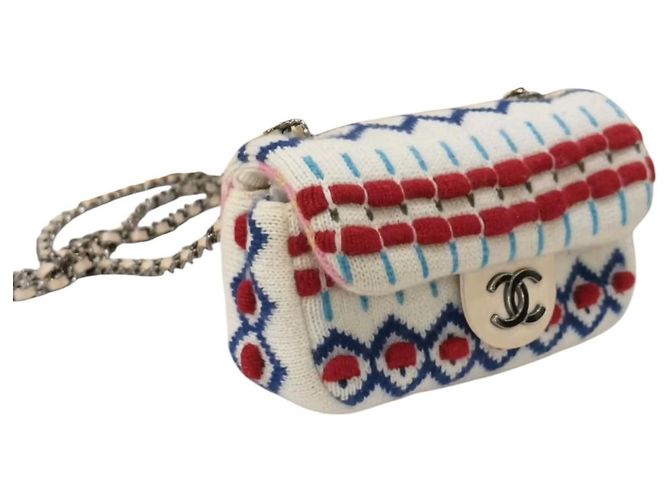 Chanel Extra Mini Flap Bag aus Kaschmir Multicolor Pink Weiß Rot Blau Gelb - Ansicht 17
