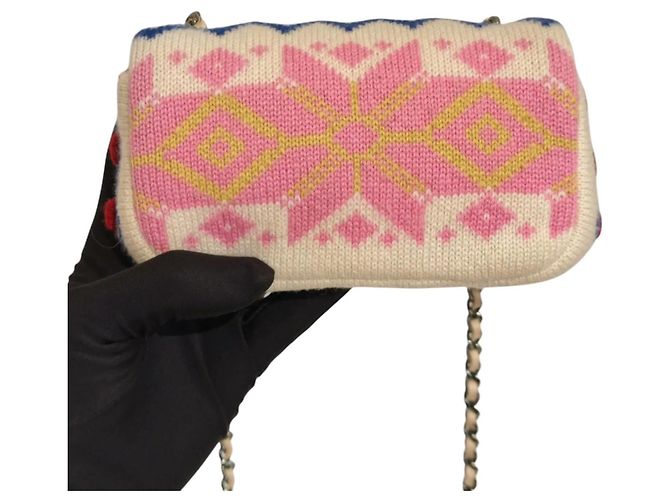 Chanel Extra Mini Flap Bag aus Kaschmir Multicolor Pink Weiß Rot Blau Gelb - Ansicht 9
