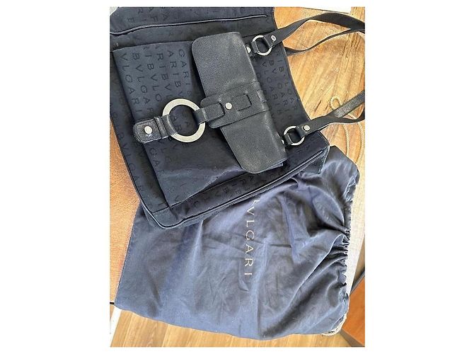 Bulgari Bvlgari Borsa Tote in Tela Nera Nero - vista 4