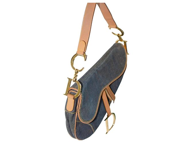 Dior Saddle Bag em jeans azul e couro Marrom - vista 11