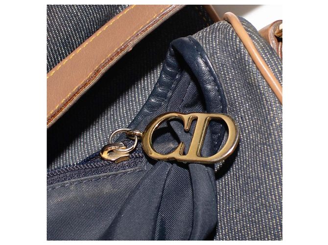 Dior Saddle Bag em jeans azul e couro Marrom - vista 8