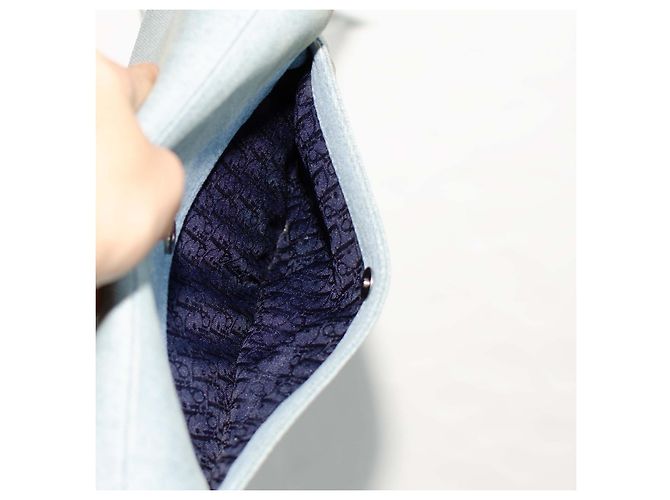 Christian Dior Dior Saddle Bolsa em Denim Azul Claro e Couro Bege - vista 11