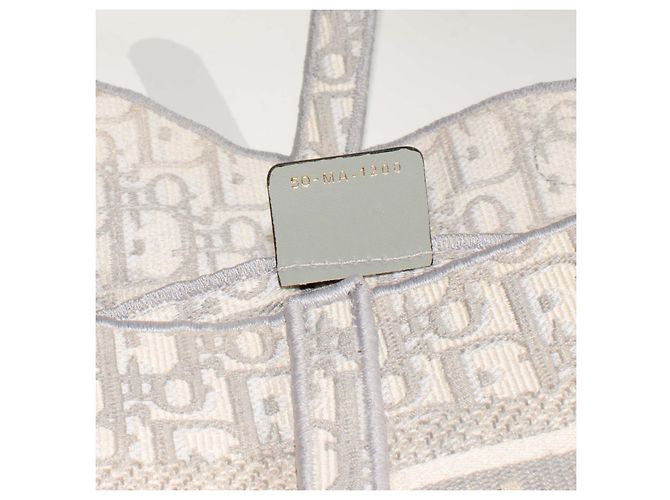 Borsa Dior Saddle in tela Dior Oblique Beige Grigio - vista 8