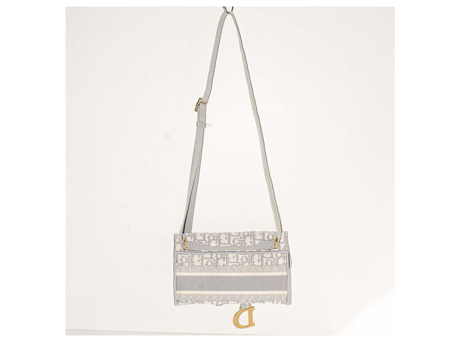 Borsa Dior Saddle in tela Dior Oblique Beige Grigio - vista 9