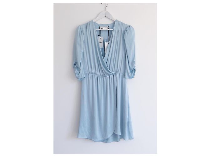 Lanvin Seidenkleid hellblau drapiert - Ansicht 2