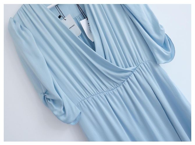 Lanvin Seidenkleid hellblau drapiert - Ansicht 3