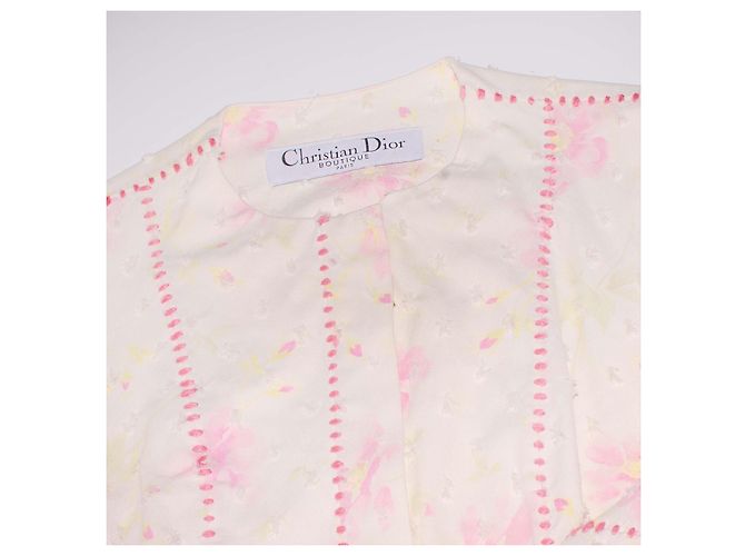 Chaqueta Christian Dior de algodón blanco con estampado floral rosa - vista 10