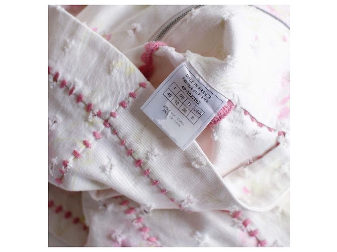 Chaqueta Christian Dior de algodón blanco con estampado floral rosa - vista 14