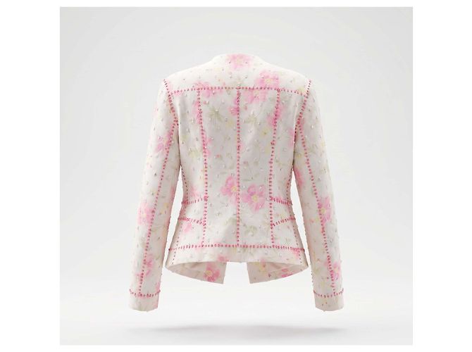 Chaqueta Christian Dior de algodón blanco con estampado floral rosa - vista 2
