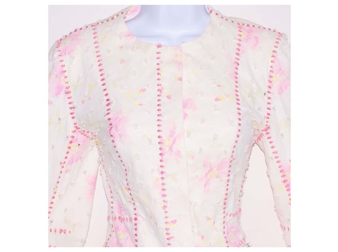Chaqueta Christian Dior de algodón blanco con estampado floral rosa - vista 5