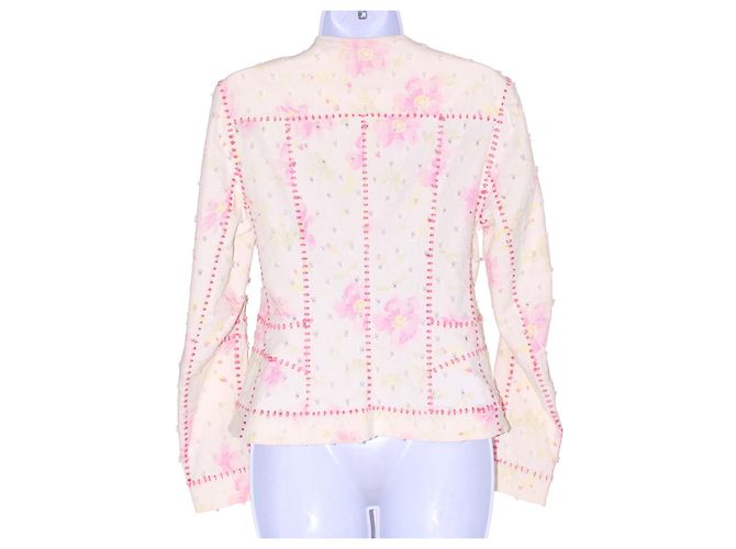Chaqueta Christian Dior de algodón blanco con estampado floral rosa - vista 7