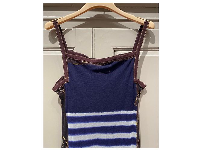 Jean Paul Gaultier Gestreiftes Maxi-Kleid Braun Weiß Blau - Ansicht 2