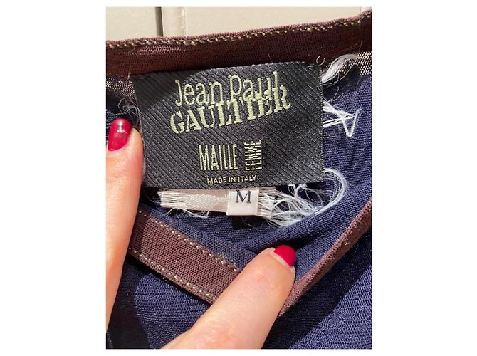 Jean Paul Gaultier Gestreiftes Maxi-Kleid Braun Weiß Blau - Ansicht 3