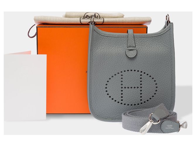Hermès Borsa HERMES Mini Evelyne in Pelle Grigia - 103615 Grigio - vista 2