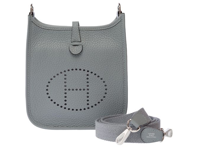 Hermès Borsa HERMES Mini Evelyne in Pelle Grigia - 103615 Grigio - vista 3