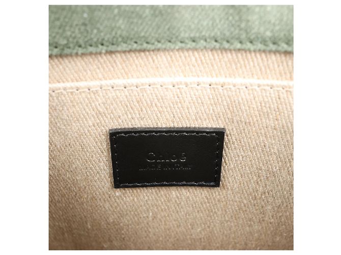 Bolso de mano 2Way de lona Chloé Woody Small verde Beige - vista 11