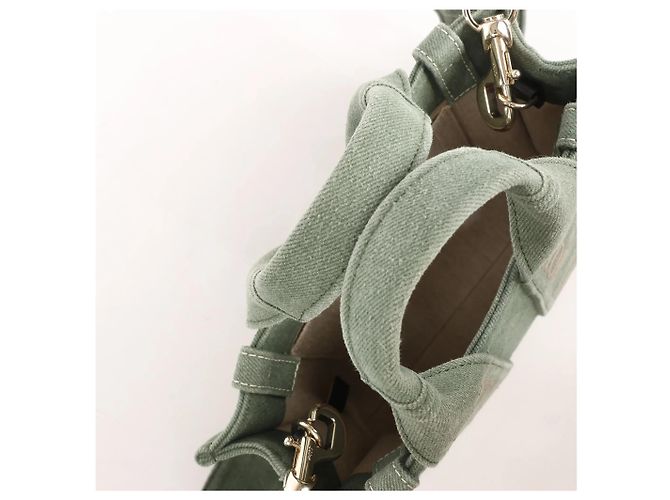 Bolso de mano 2Way de lona Chloé Woody Small verde Beige - vista 4