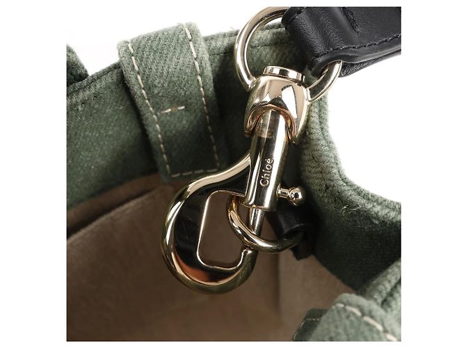 Bolso de mano 2Way de lona Chloé Woody Small verde Beige - vista 8