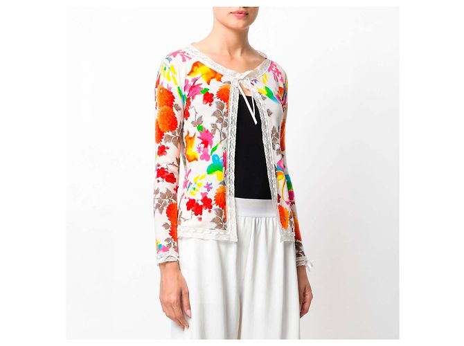 Christian Dior Cardigã de malha floral e renda - vista 3