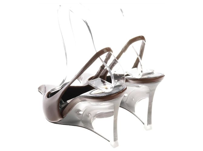 Valentino Décolleté slingback con zeppa in pelle Marrone - vista 4