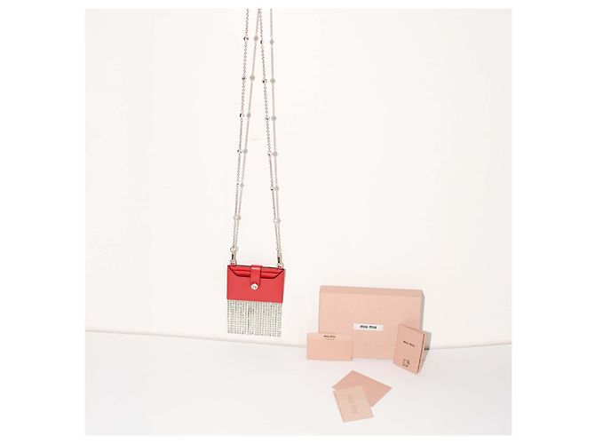 Miu Miu Cartera roja con flecos de cristales - vista 11