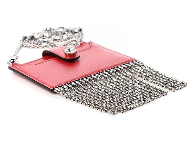 Miu Miu Cartera roja con flecos de cristales - vista 12