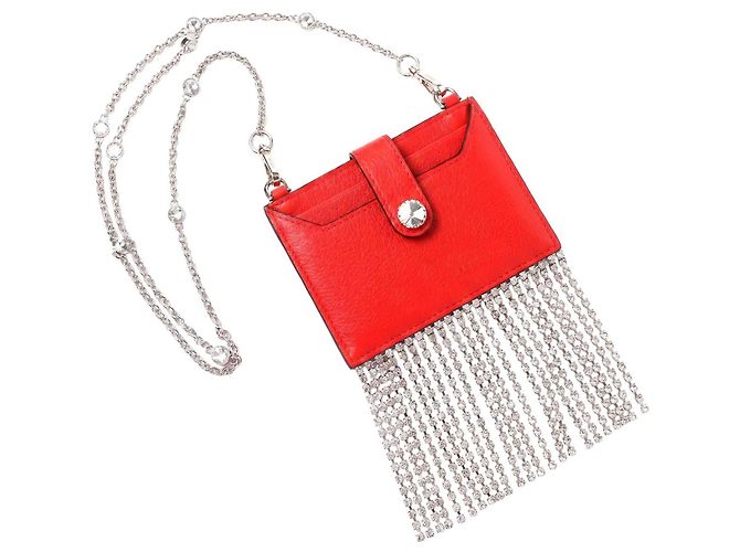 Miu Miu Cartera roja con flecos de cristales - vista 13