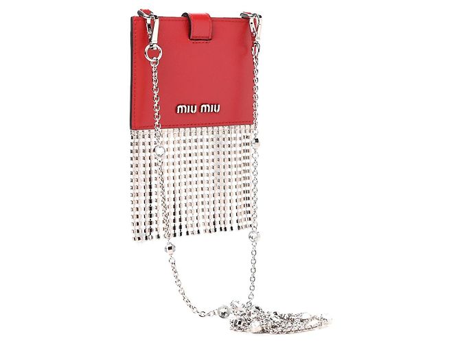 Miu Miu Cartera roja con flecos de cristales - vista 2