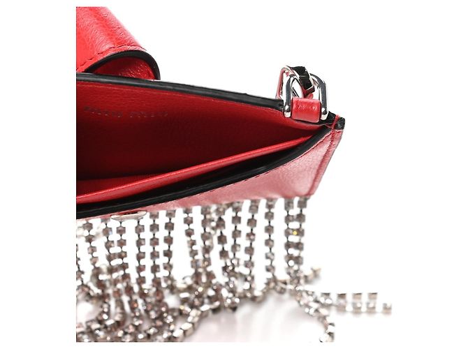 Miu Miu Cartera roja con flecos de cristales - vista 4