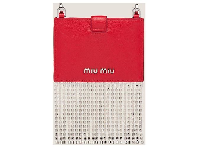 Miu Miu Cartera roja con flecos de cristales - vista 6
