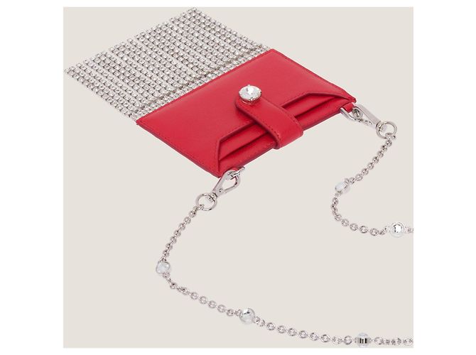 Miu Miu Cartera roja con flecos de cristales - vista 7